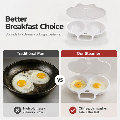 🥚QIAWI Microwave Egg Poacher – Cook 2 Eggs in Minutes! Dual-Cavity, Nonstick & Easy Clean 🍳