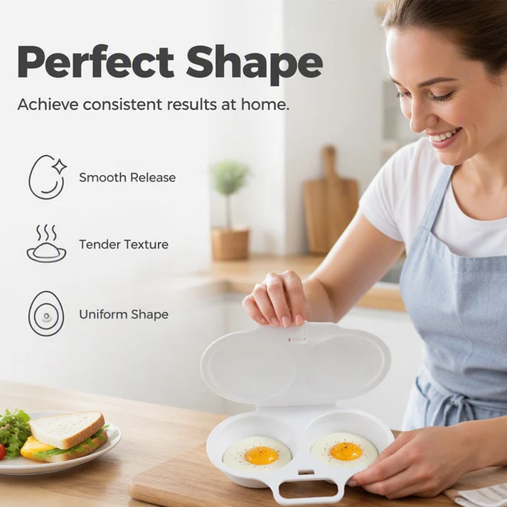 🥚QIAWI Microwave Egg Poacher – Cook 2 Eggs in Minutes! Dual-Cavity, Nonstick & Easy Clean 🍳