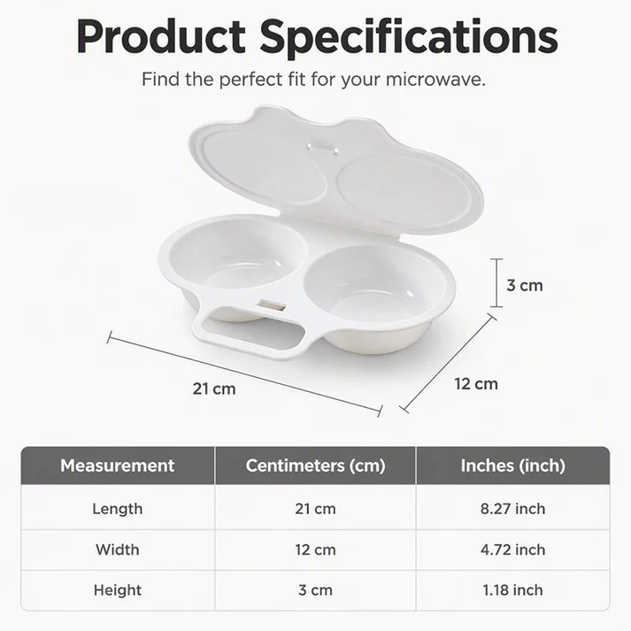 🥚QIAWI Microwave Egg Poacher – Cook 2 Eggs in Minutes! Dual-Cavity, Nonstick & Easy Clean 🍳