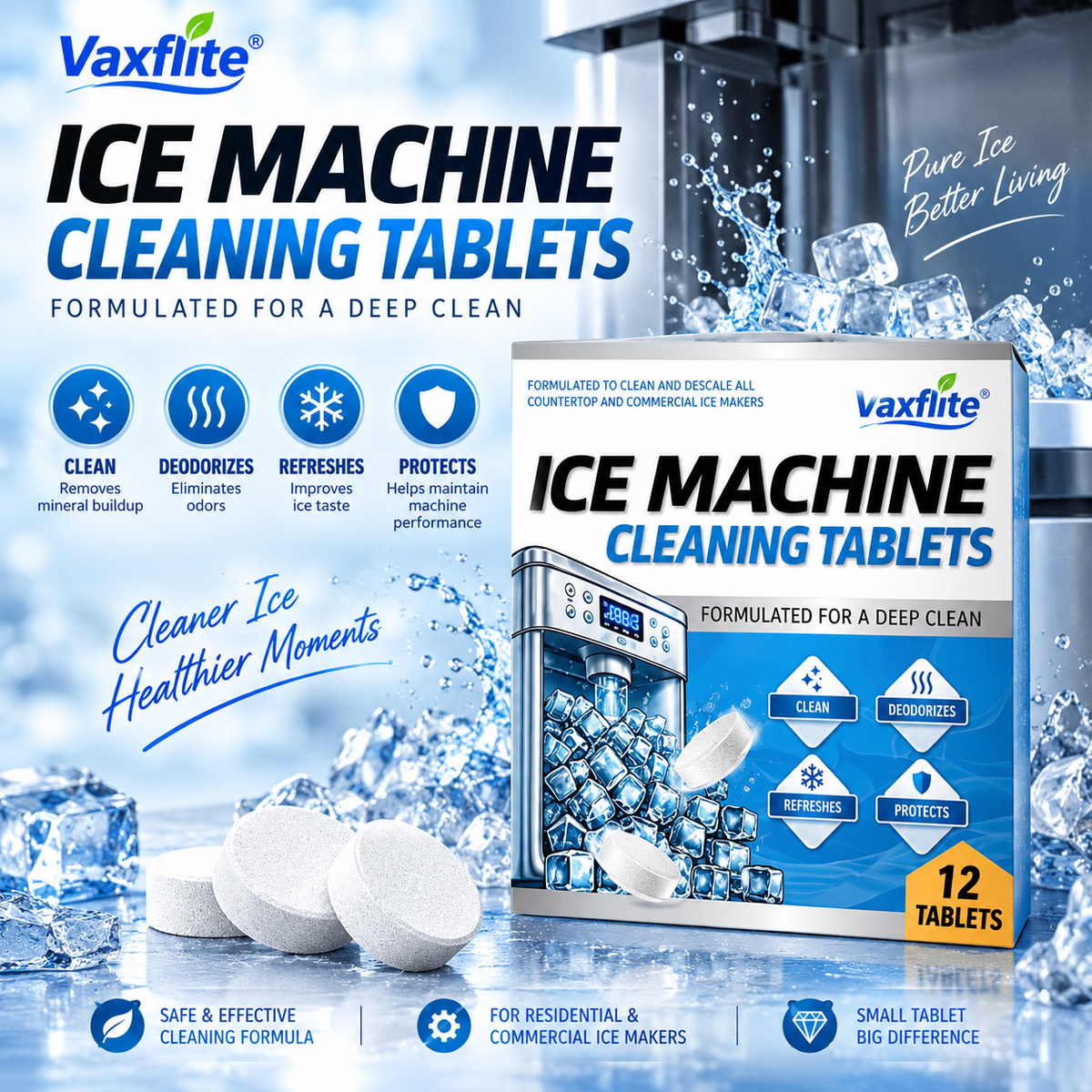 🧊 Ice Machine Cleaner ✨ Fresh, Clean Ice– 12 Tablets