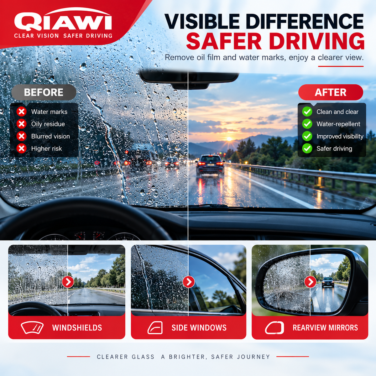 🚗 Windshield Oil Film Cleaner Brush for Car Glass, Windows & Mirrors