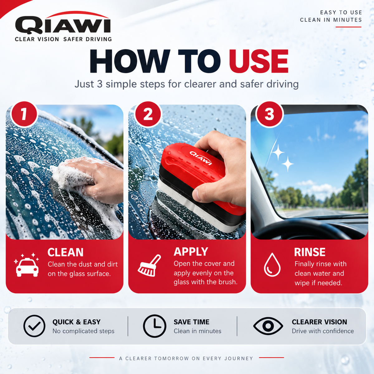 How to use windshield oil film cleaner brush