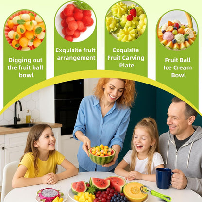 🍉 QIAWI 3-in-1 Fruit Baller & Carving Tool – Scoop, Carve & Create ✨
