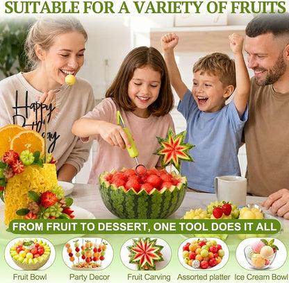 🍉 QIAWI 3-in-1 Fruit Baller & Carving Tool – Scoop, Carve & Create ✨