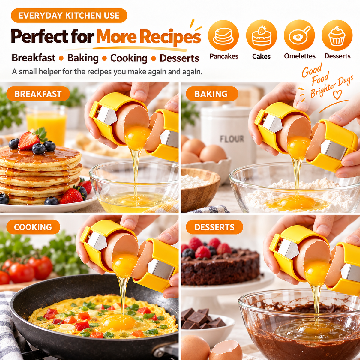 🥚 Easy Egg Cracker & Yolk Separator – Perfect Eggs in Seconds! ⚡ Easy Peeling, No Mess, No Hassle 🙌