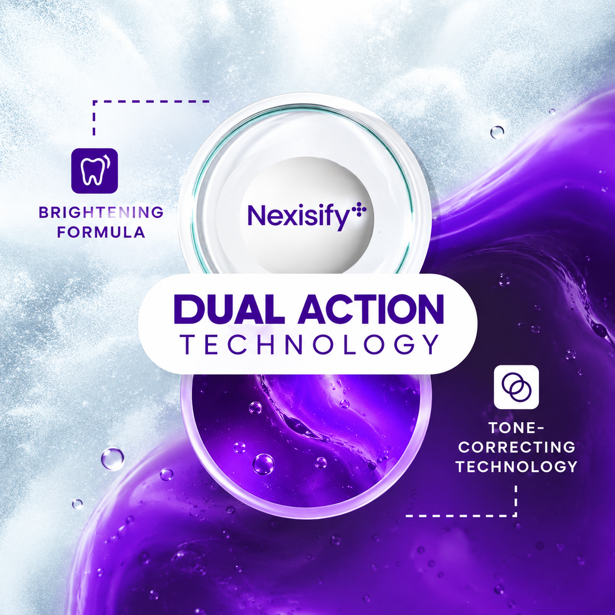 Nexisify whitening and purple color-correcting concept