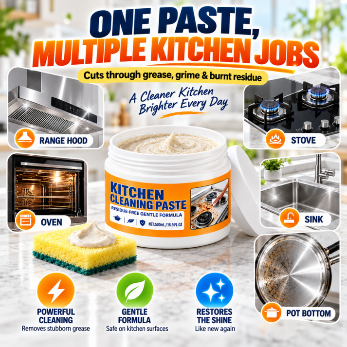 🧽 QIAWI Multi-Purpose Kitchen Cleaning Paste – Powerful Grease & Stain Remover✨