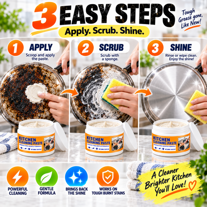 🧽 QIAWI Multi-Purpose Kitchen Cleaning Paste – Powerful Grease & Stain Remover✨