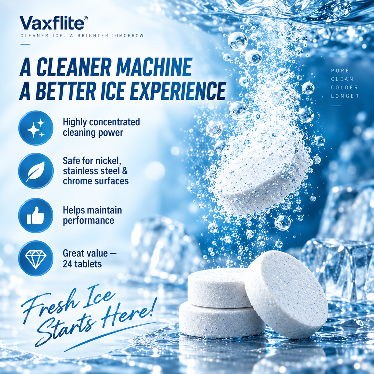 🧊 Ice Machine Cleaner ✨ Fresh, Clean Ice– 12 Tablets