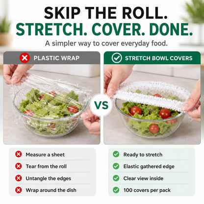 🥣 100 COVERS. ONE EASY STRETCH 🥗 COVER FAST. KEEP FRESH.
