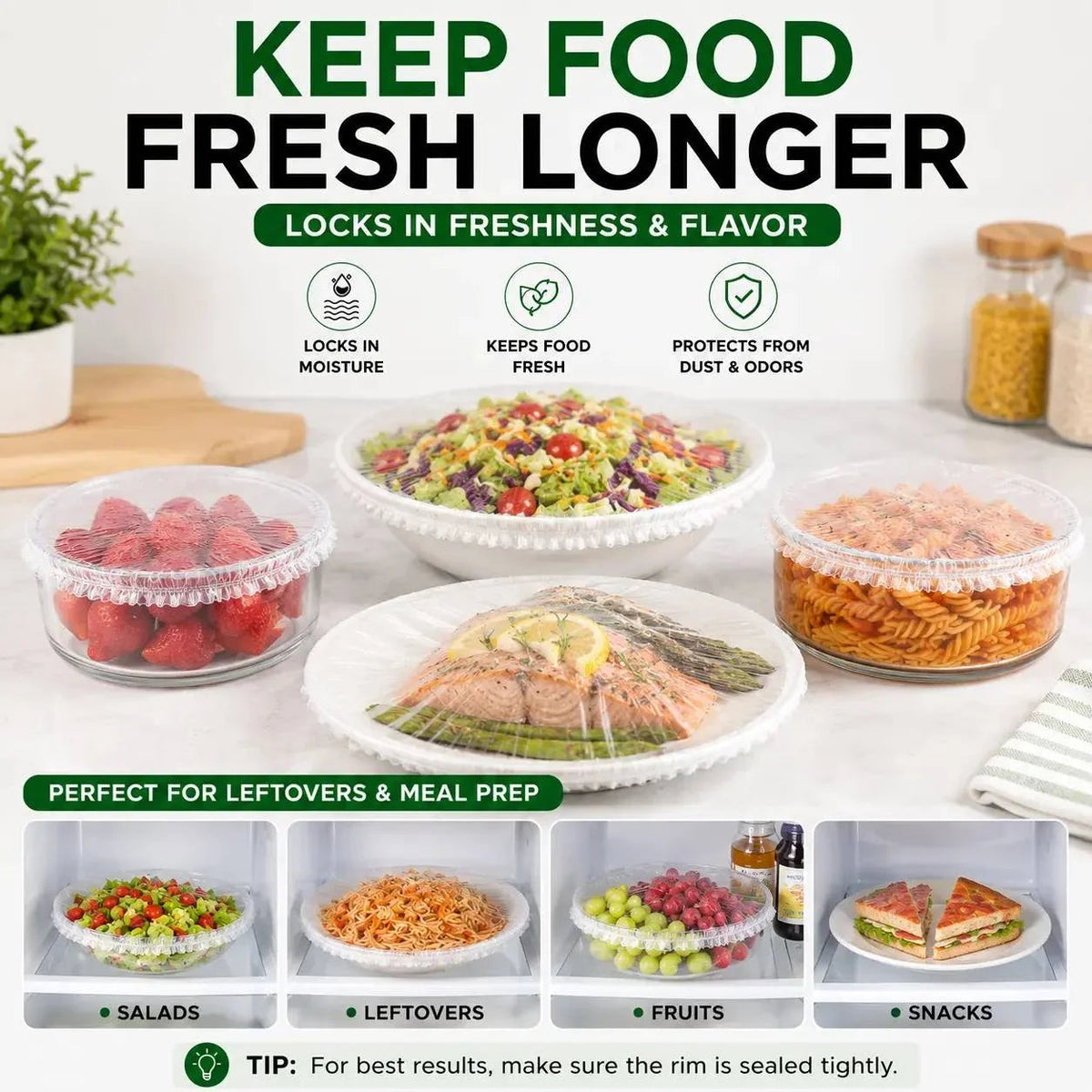 🥣 100 COVERS. ONE EASY STRETCH 🥗 COVER FAST. KEEP FRESH.